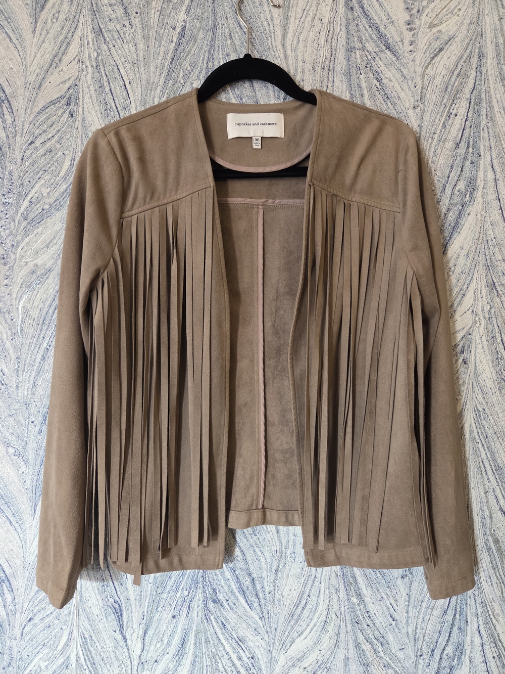 cupcakes & cashmere Faux Fringe Suede Open Jacket Blazer